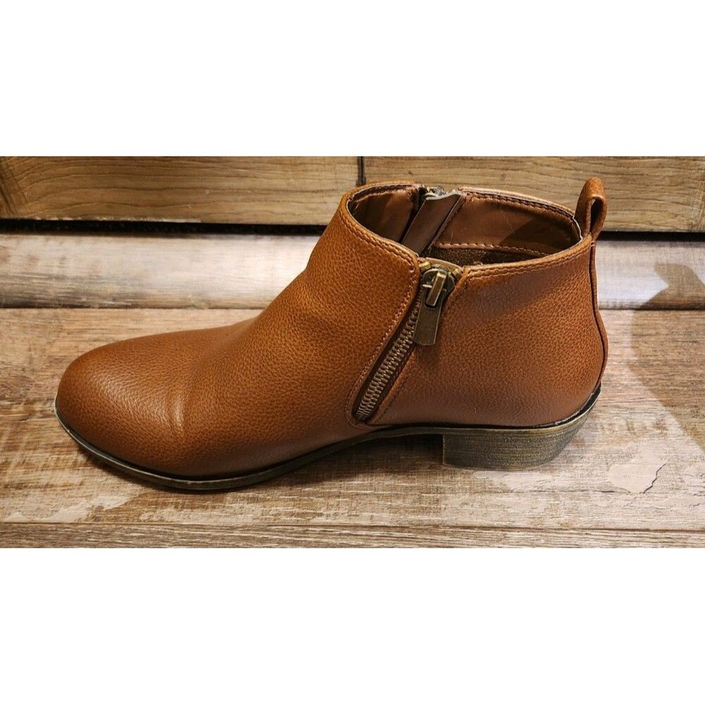 Ladies Size 6.5 Jessica Cline Zip Up Ankle Boots Brown Faux Leather. - Picture 6 of 10